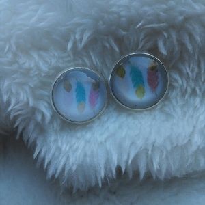 Feather glass earrings